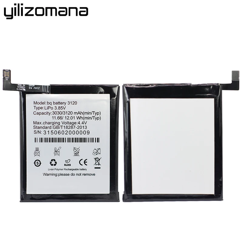 YILIZOMANA High Capacity 3030mAh Original Replacement Phone Battery BQ-3120 For BQ Aquaris M5 Recahargerable Li-ion Batteries