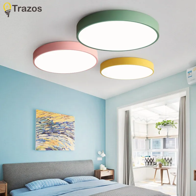 

2018 ltra-thin creative Colored circular LED ceiling lamp luminaria led teto living room kids room aisle Home Decoration