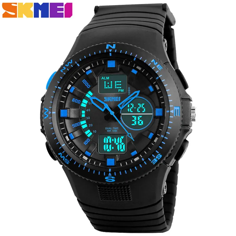 SKMEI Brand Men Sports Watches fashion dual display watches analog Digital LED Quartz waterproof Wristwatches relogio