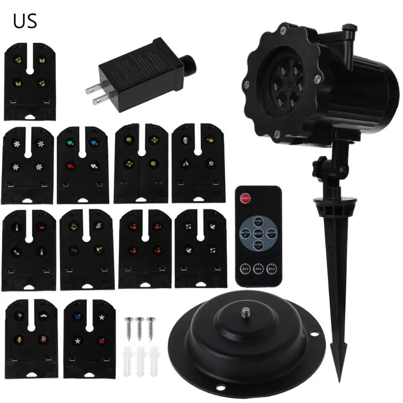 

10x10.5cm LED Stage Light With Remote Control 12 Colors Insert Card Laser Projection Lamp