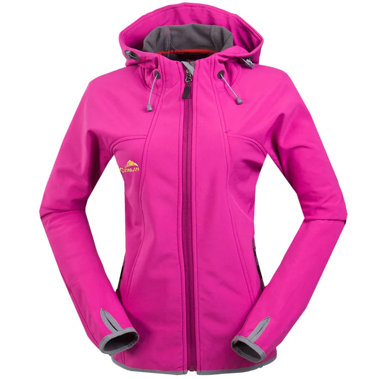 Women Outdoor Fleece soft shell jacket warm Sports hiking climbing