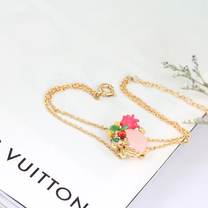 

Juicy Grape new arrival hand painted enamel bracelet jewelry Crystal rhinestone floret charm gold Plating Women Gift