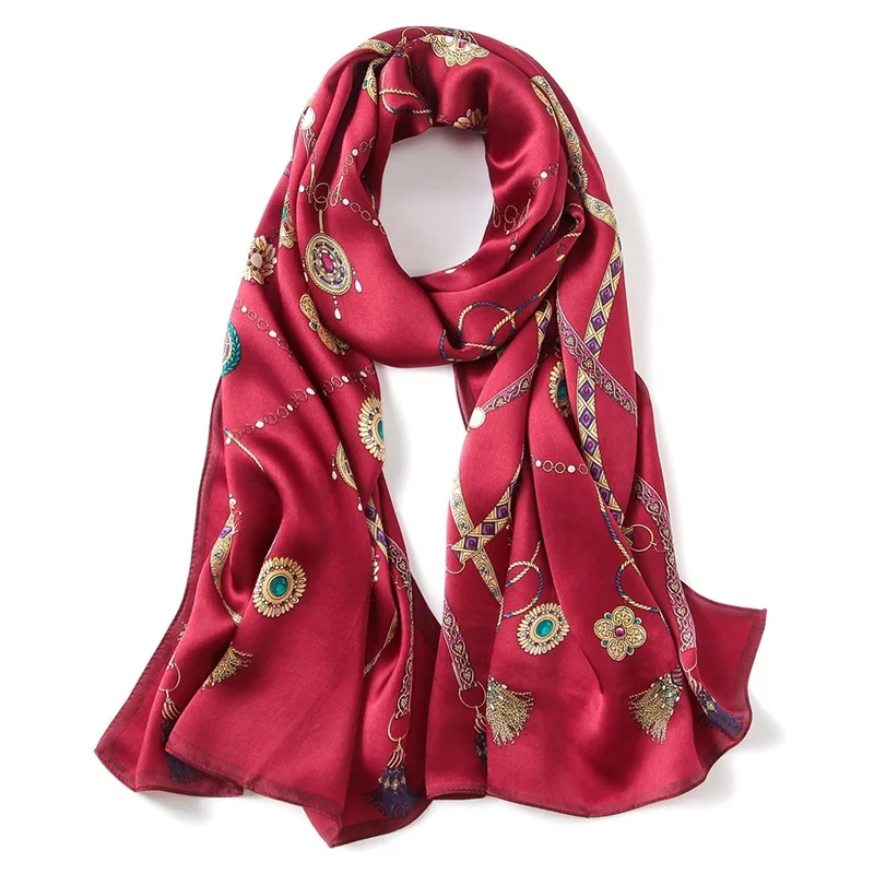 DANKEYISI бренд Весна женский шелковый шарф пашмины печати шарфы длинные Echarpes Femme Cachecol фуляровая Бандана Хиджаб - Цвет: 03