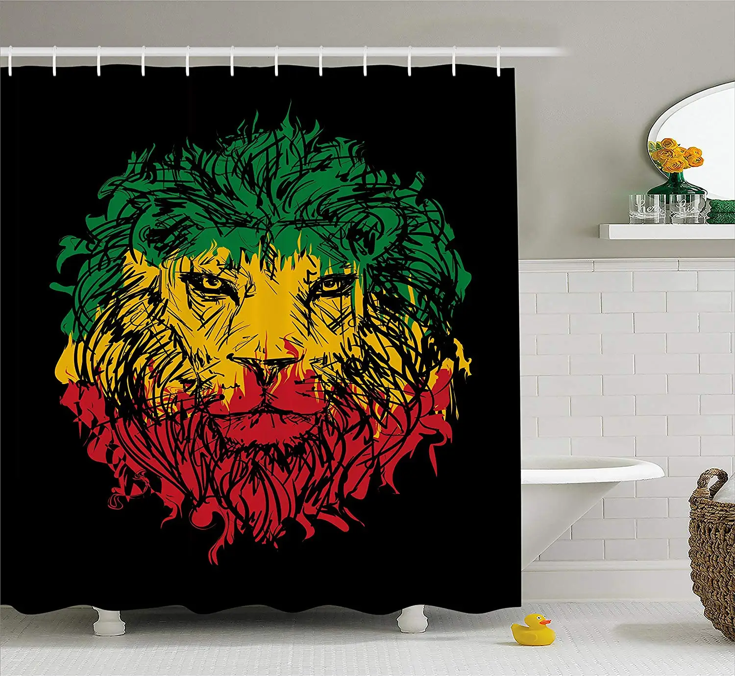 Занавески для душа Rasta Цвета Флага эфиопской страны на Гранже наброски головы
