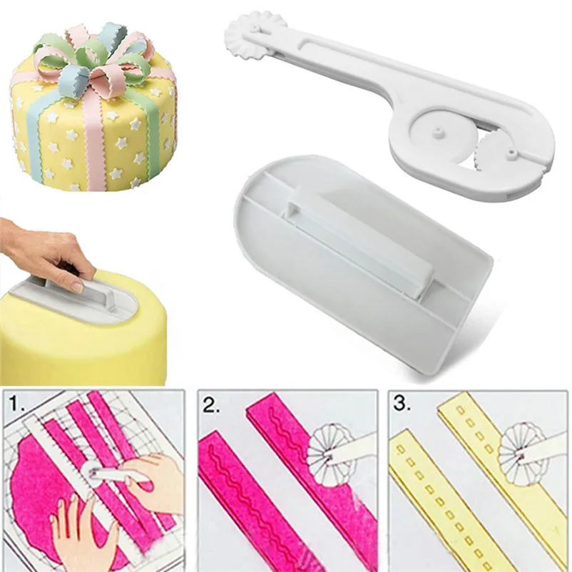 2Pcs Plastic Cake Smoother Polisher Baking Tools Set for Cakes Wheel
