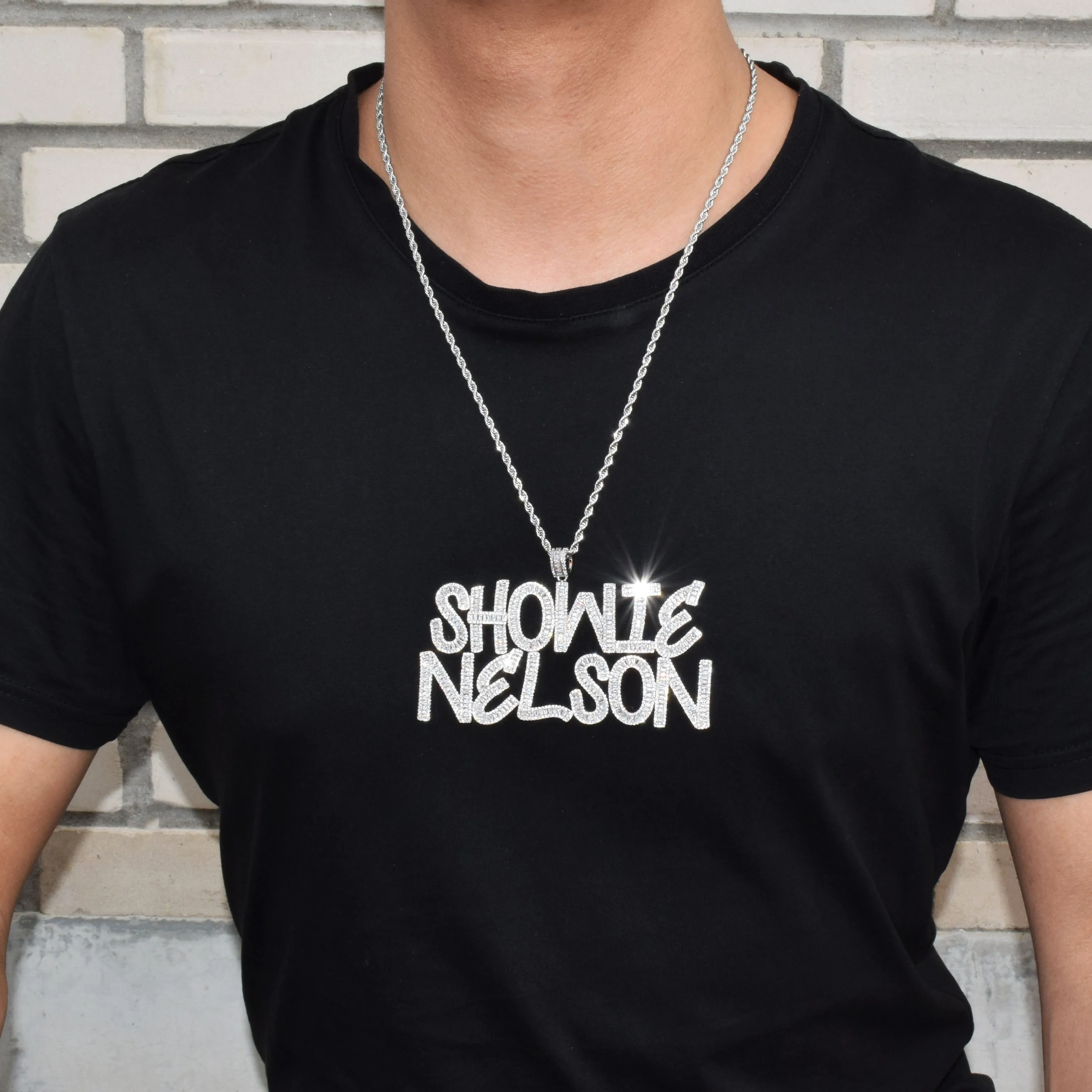 Custom Name Number Baguette Letters Pendant Gold Color Charm AAAA Zirconia Men's Hip Hop Necklace Chain Rock Jewelry - Image 3