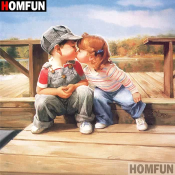 

HOMFUN Full Square/Round Drill 5D DIY Diamond Painting "Oil painting child" 3D Embroidery Cross Stitch 5D Decor Gift A16812