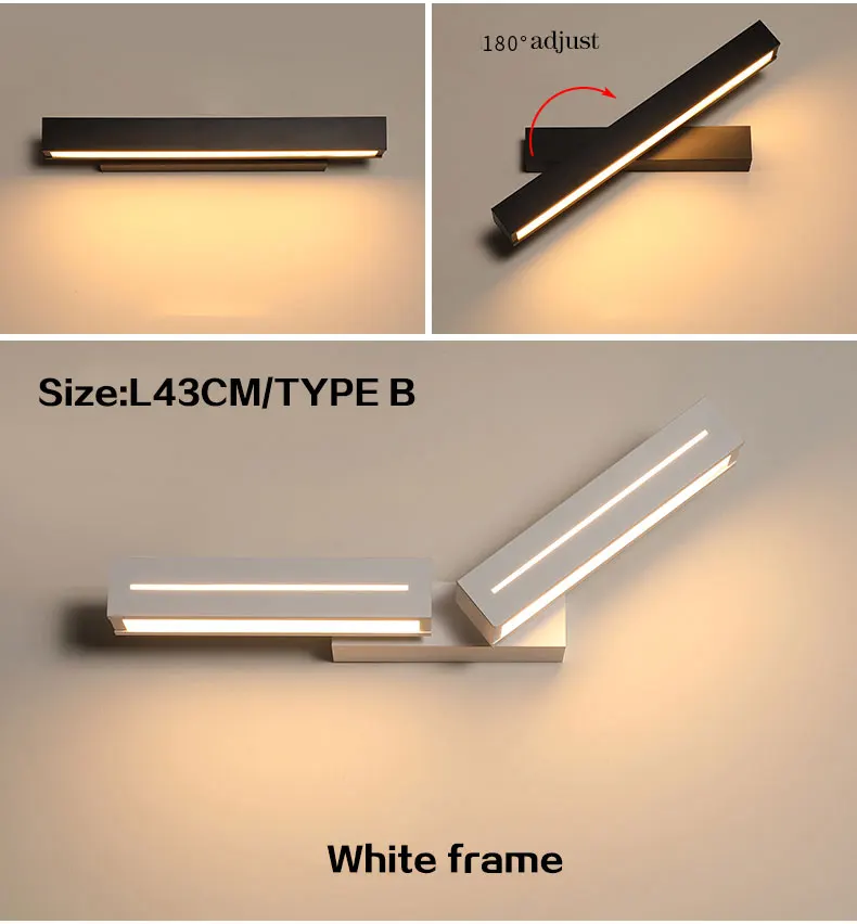 Творческий дом современный светодиодный настенные светильники для Обеденная Спальня Гостиная с регулируемым углом наклона белого и черного цвета с отделкой светодиодный настенный светильник