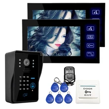 Con conexión de cable 7 “Pantalla Táctil a Color de Vídeo Teléfono de Puerta de Intercomunicación Sistema de 2 Monitores + RFID Teclado Numérico Cámara Al Aire Libre En EL ENVÍO LIBRE