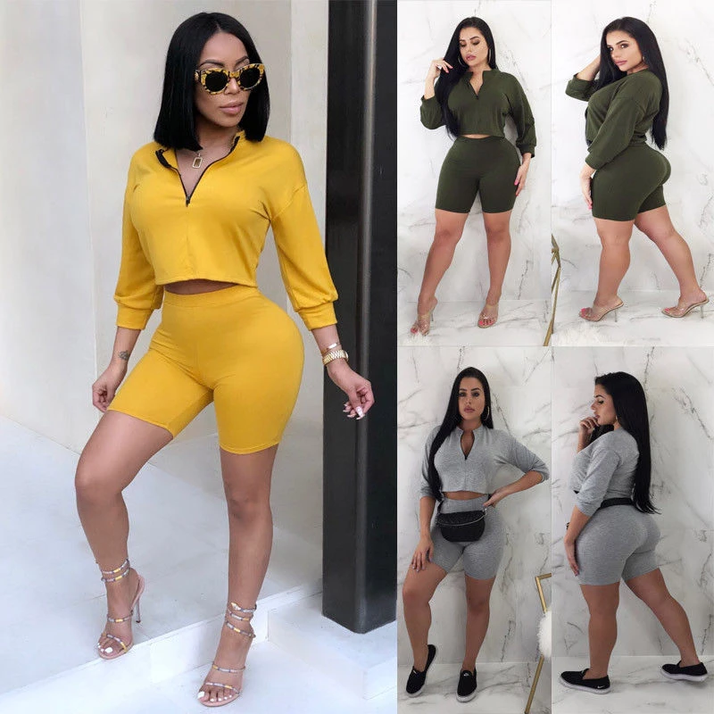 

2PCS/Set Women Sports Suit Crop Top Pants Outfit Workout Clothes Tracksuit