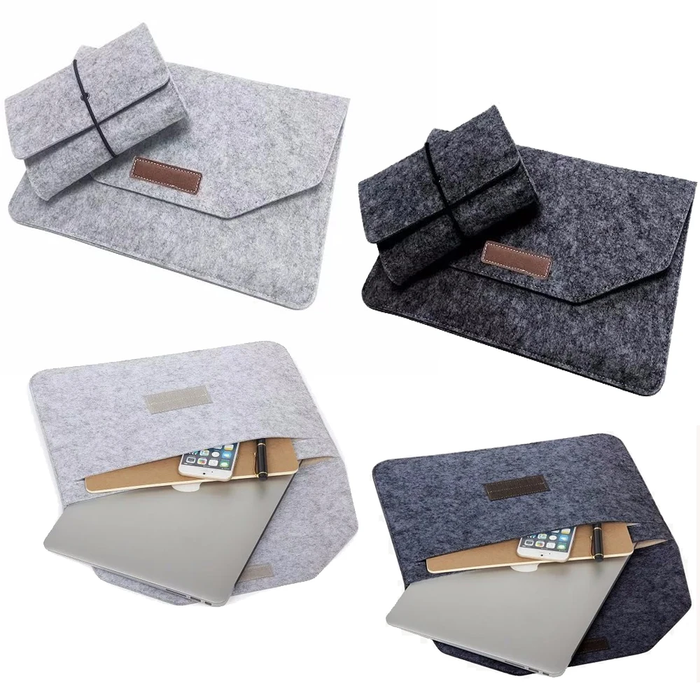 

Soft Wool Felt For Macbook Pro Retina 13 15 Laptop Sleeve Bag For Macbook Air 11 13 Laptop Case New 12 Cover Mouse USB Cable Bag
