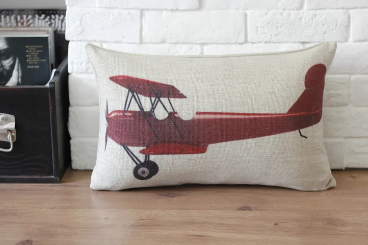 Plane Helicopter Cotton Linen Pillow Case Sofa Cushion Cover Home Decor Pillows