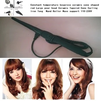 

Constant temperature keypress ceramic cone shaped rod Large pear head Ceramic Tapered Cone Curling Iron Tong Wand Roller Wave