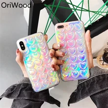

Korean laser Love Heart Shining Powder Jelly Candy Soft Silicon TPU Back Cover Phone Case For iphone 6 6S 7 8 Plus X 10 Cover