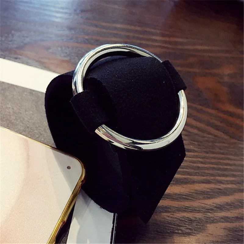 All match Handsome Suede Leather Belt Buckle Wide Bracelet Gold Silver