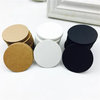 

100pcs 4*4cm White Black Brown Kraft Paper Tags Round Luggage Note Wedding Name Cards Blank Price Hang Tag without hole