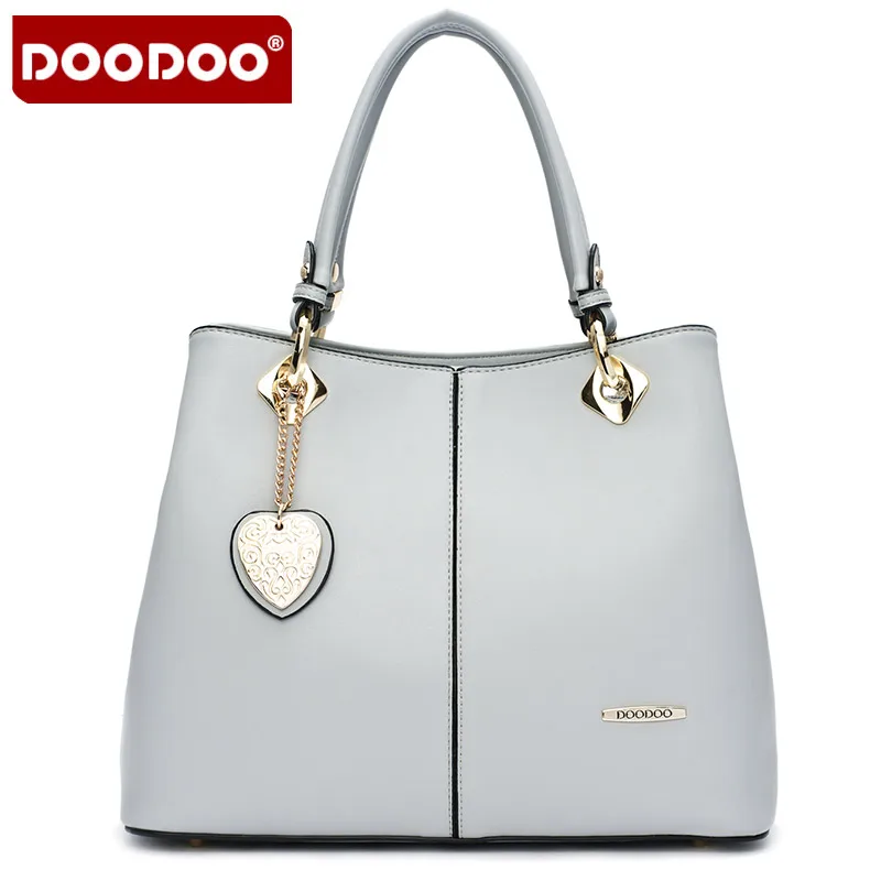 DOODOO известный бренд роскошная женская дизайнерская сумочка высокого качества брендовые винтажные женские кожаные сумки Femininas дизайнерские - Цвет: Серый