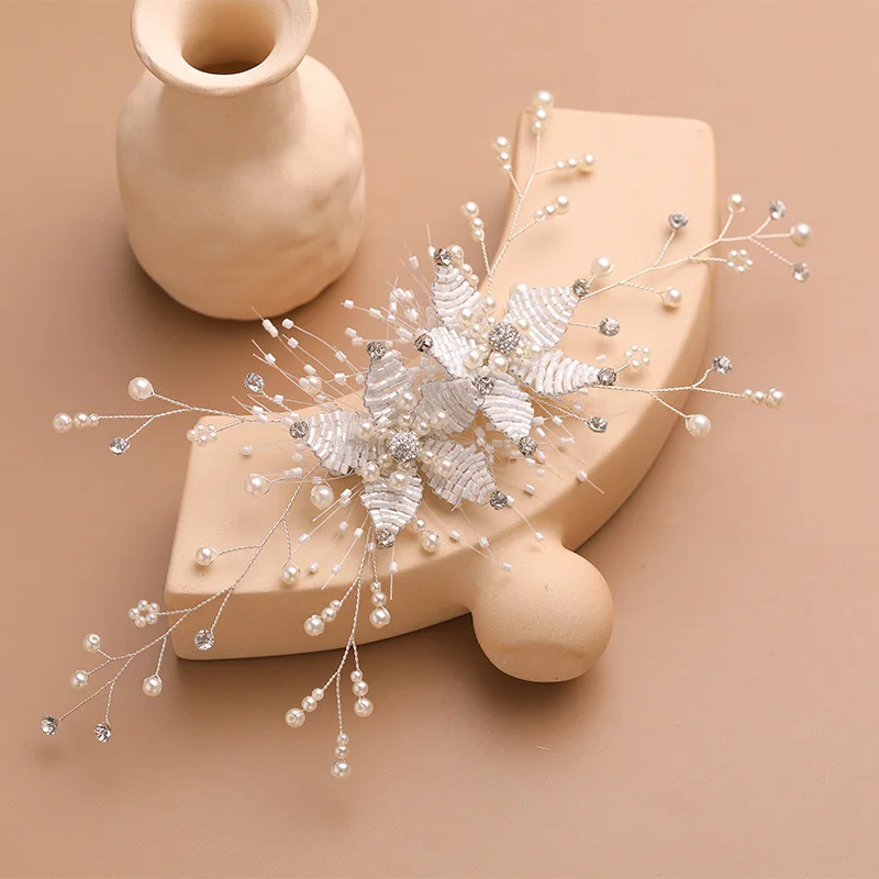 

ACRDDK 1Pcs Handmade Weave Exquisite Imitation Pearl Hairclip Bride Wedding Decorations Luxury Charming Bride Accessories SL