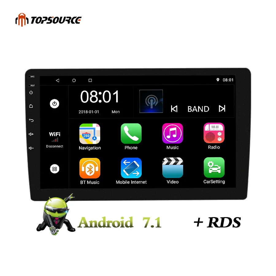 

TOPSOURCE Universal 9" Car DVD Player Android 7.1 WIFI RDS AV OUT GPS 2din Car Radio GPS NAVIGATION For VW Nissan TOYOTA