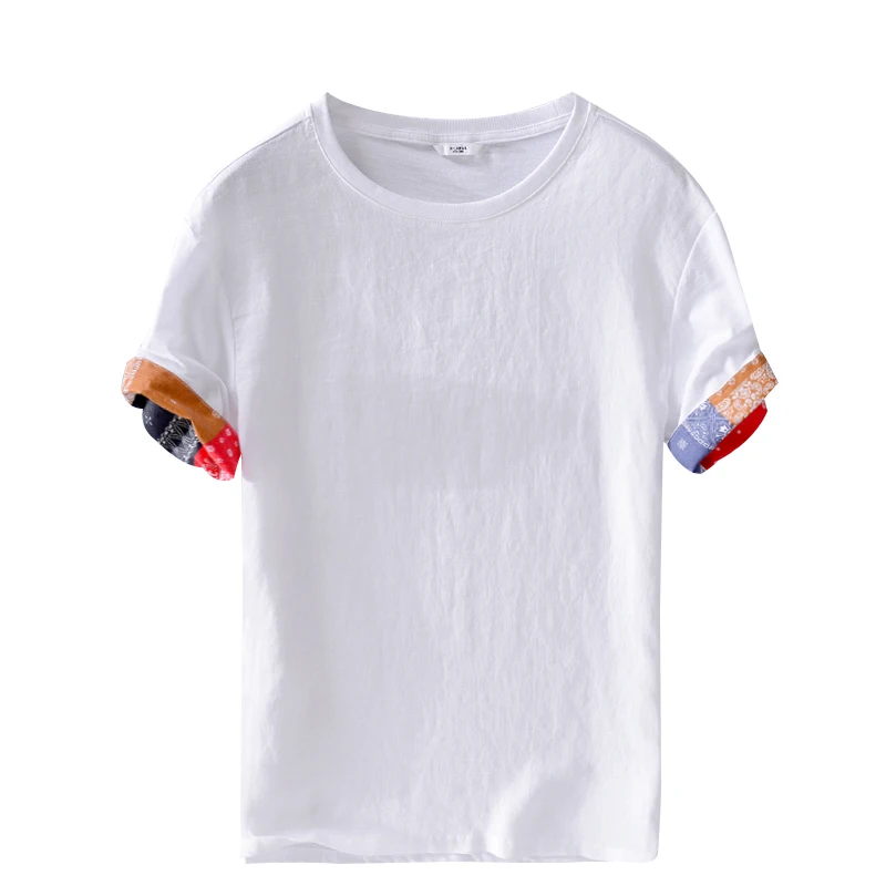 

Summer white brand t shirt men linen and cotton t-shirt mens fashion casual tshirt for men breathable loose t shirts camiseta