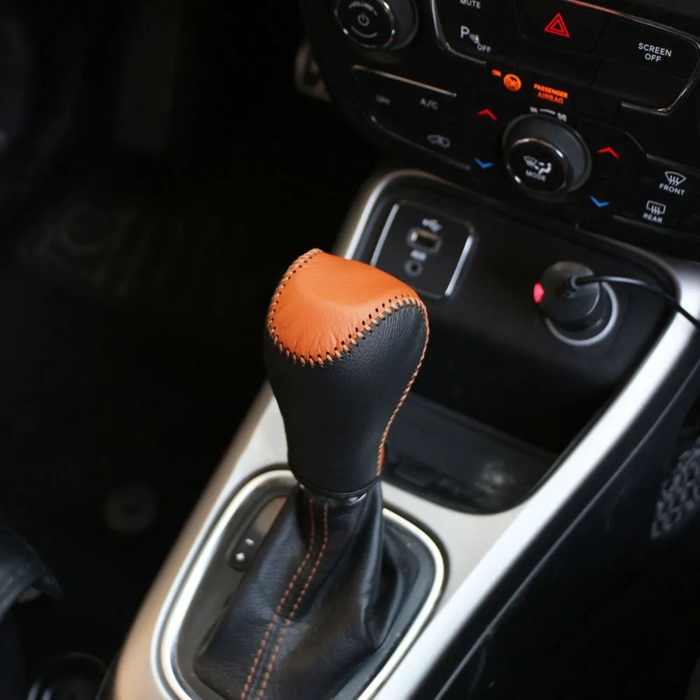 Carmilla кожаный салон автомобиля ручка переключения Защитная крышка рукоятки рычага КПП для Jeep компас Ренегат
