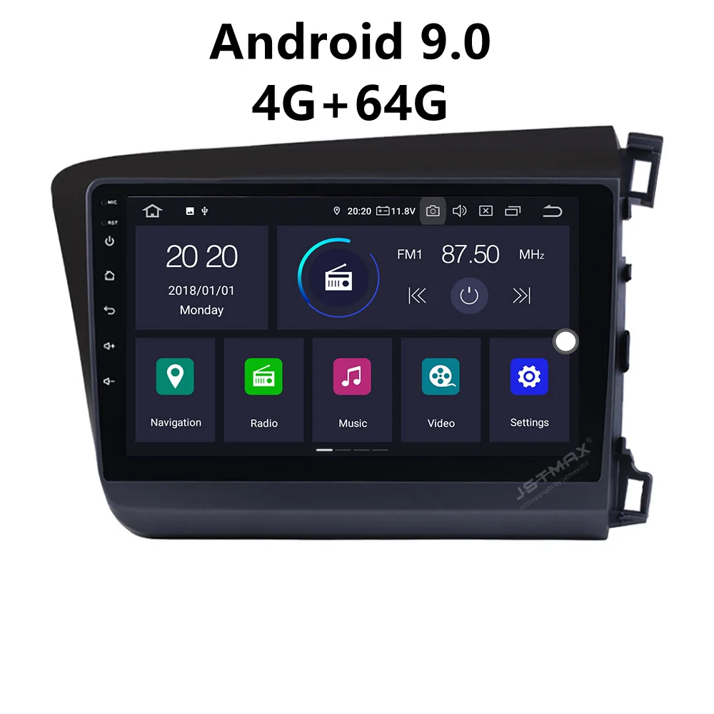 JSTMAX 9 ''Android 0 4G + 64G ISP экран автомобильный DVD Радио стерео плеер для Honda Civic RHD 2012 2013