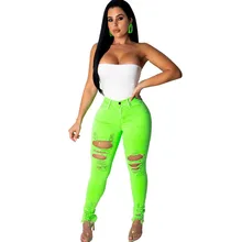 Women Colorful High Waisted Ripped Jeans Femme Skinny Pencil Pants Sexy Hole Streetwear Denim Jeans Slim Stretch Skinny Trousers Women Colorful High Waisted Ripped Jeans Femme Skinny Pencil Pants Sexy Hole Streetwear Denim Jeans Slim Stretch Skinny Trousers