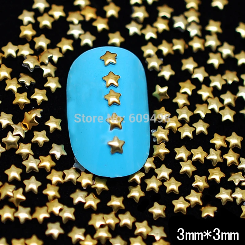 1000 шт./пакет с аппликацией в виде Золотой Звезды ногтей шпильки 3D металлический плавающие прелести декорирования маникюра Товары