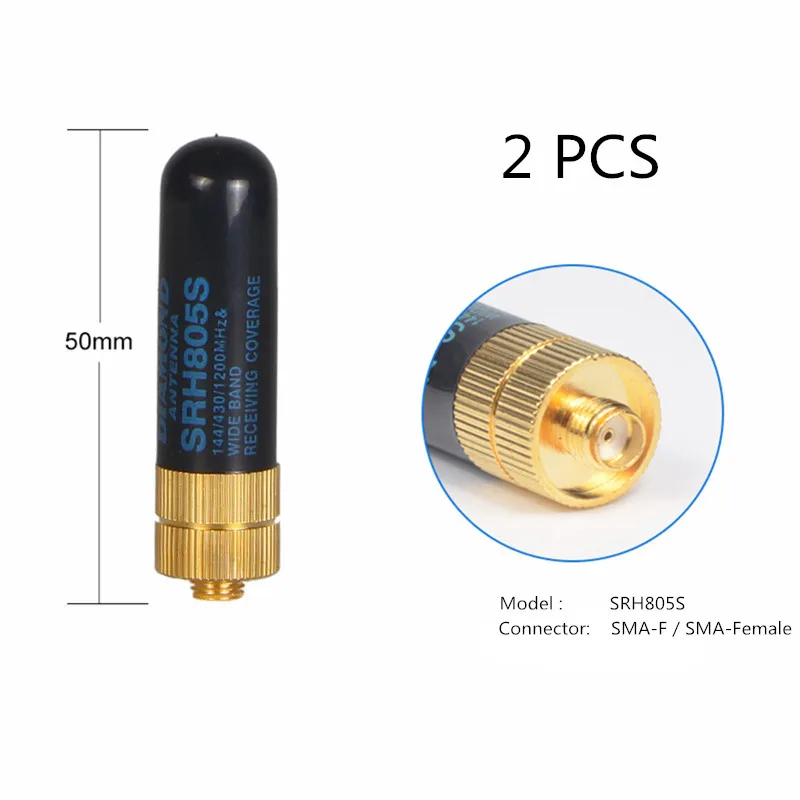 5 см Baofeng иди и болтай Walkie talkie антенна SRH805S SMA-F женский SMA-M мужской двухдиапазонный УКВ/UHF 144/430 МГц GT-3 UV-5R BF-888s UV-9R антенна - Цвет: 2pcs SMA-Female