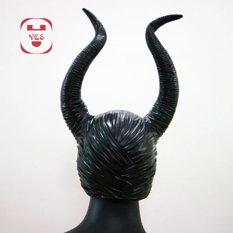 YES Maleficent Horns Movie Косплей Маска латексные рожки головные уборы Черная Королева шлем