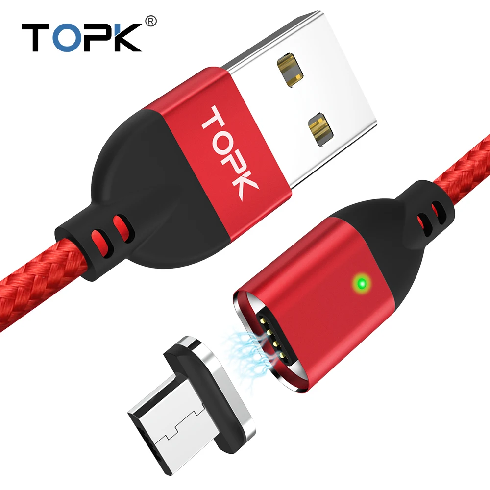 TOPK Q-FLine Магнитный Micro USB кабель для Xiaomi Redmi Note 5 samsung Galaxy S7 Быстрая зарядка Магнит
