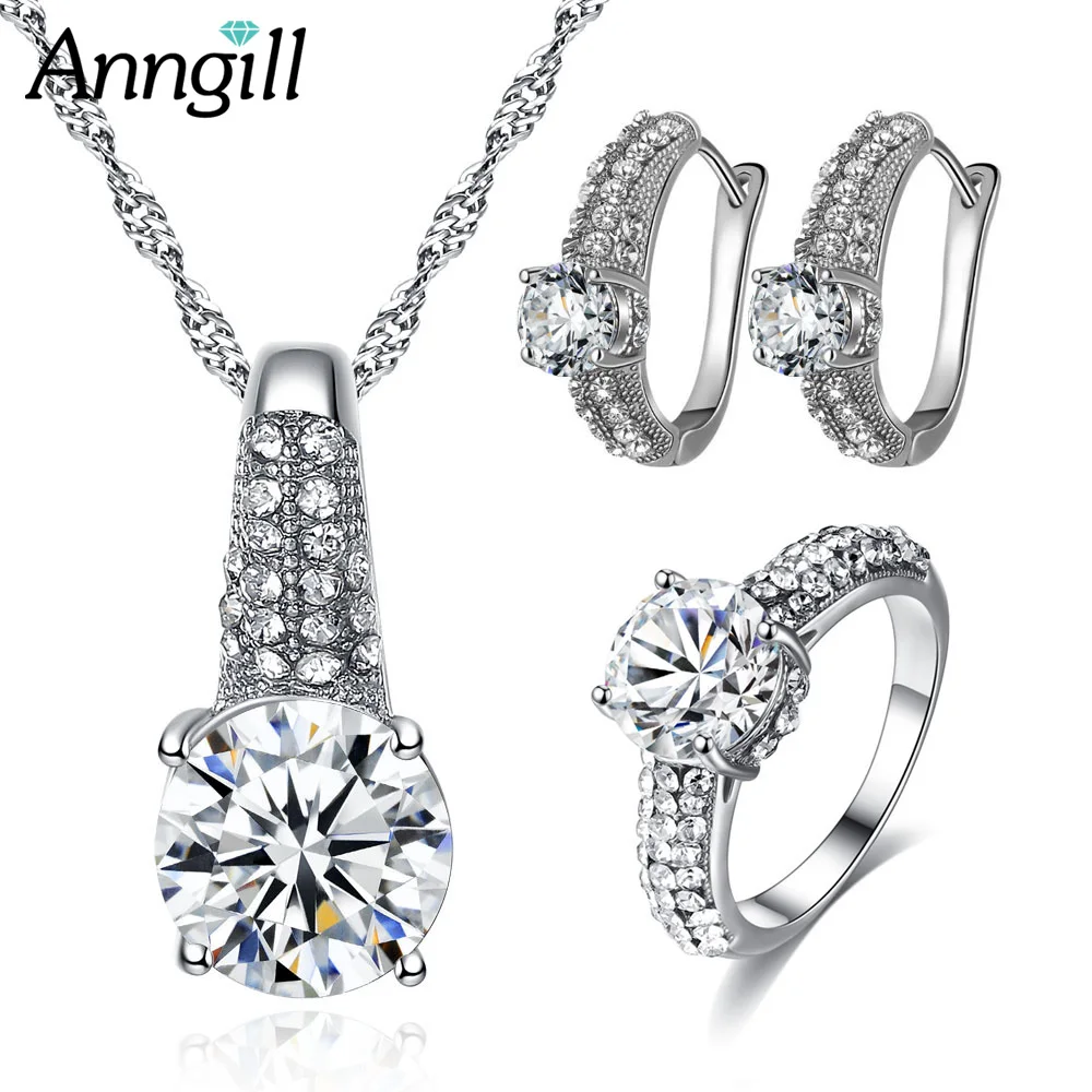 Elegant High Quality Zircon Jewelry Sets Necklaces Ring Earings Fashion Jewelry For Women