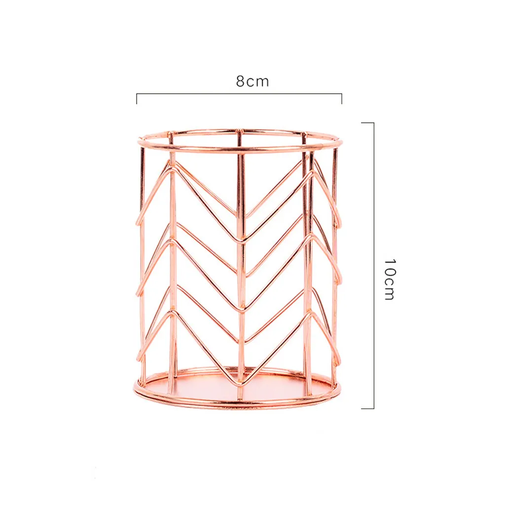 Роза золотая металлическая ручка карандаш держатель овальной формы стол канцелярский Органайзер проводной Сетчатый Дизайн Кухня Ванная комната корзинка для косметики# XTN