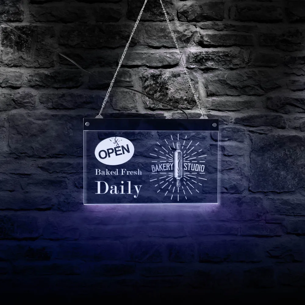 

Bakery Daily Open LED Neon Sign Baked Fresh night light Decoration Acrylic Color Changing Board For Bakers