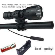 18650 фонарь XM-L T6 2000 люмен светодиодный тактический фонарик охотничий фонарь светодиодный налобный фонарь с Батарея& Зарядное устройство& Давление переключатель& крепление