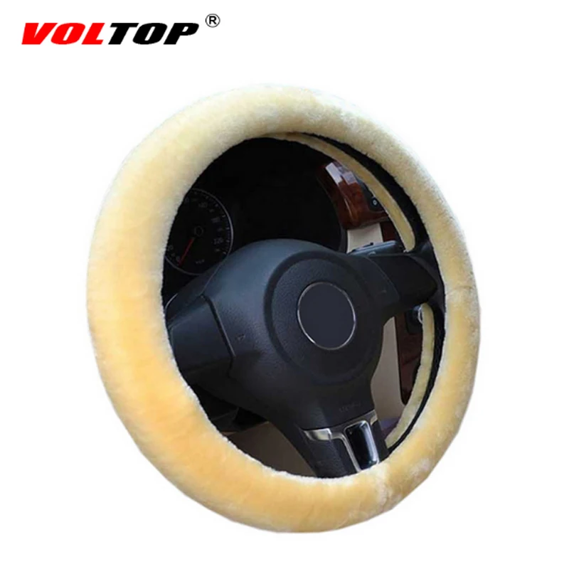 

VOLTOP Plush Car Steering Wheel Cover Winter leather Wheel Cover Soft Wool Universal Auto Handle Cover Car Accessorie 36-38cm