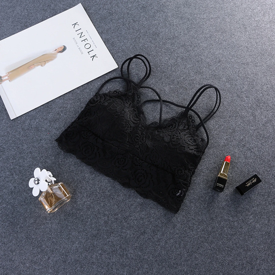 

Women Bra Crop Top Chest Wrap Adjustable Lace Bralette Padded Ladies Breathable Back Beautify