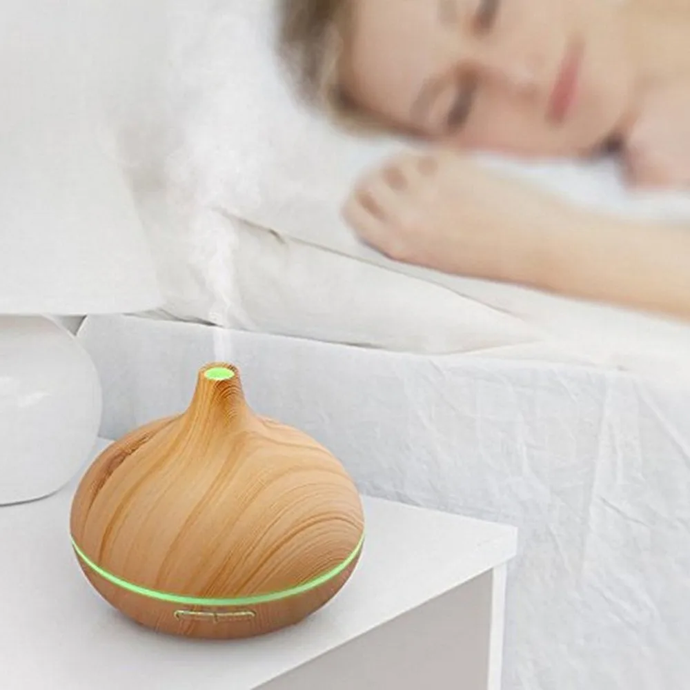 

New LED 400ml Electric Ultrasonic Humidifier Essential Oil Diffuser Air Freshener for Homes Aroma Incense Waterfall Wood Grain