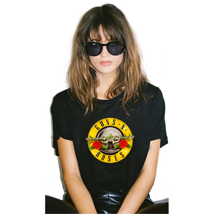 

Spandex Cotton women guns n rose t shirt womens tees 2018 spring summer tshirt femme short sleeve tee shirts woman