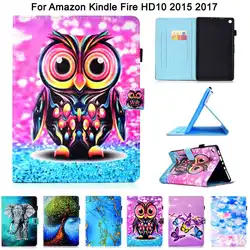 Чехол для Amazon Kindle Fire HD 10 2017 7th милый мультфильм фотографии кожаный чехол для Amazon Fire HD10 2015 5th планшет чехол