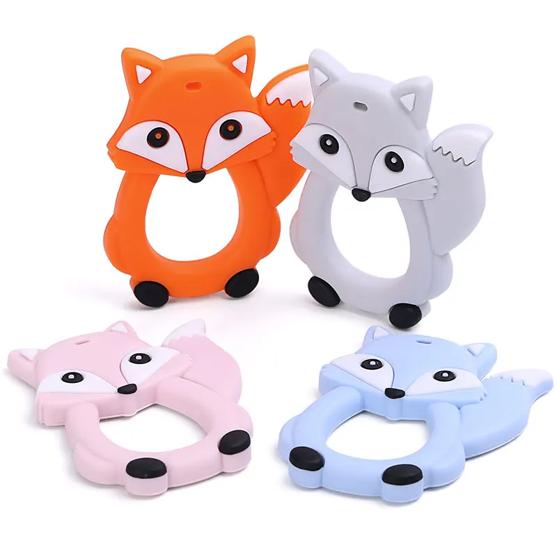 

Chenkai 10pcs Silicone Fox Teether DIY Baby Rattle Pacifier Dummy Teething Nursing Animal Pendant Jewelry Sensory Toy BPA Free