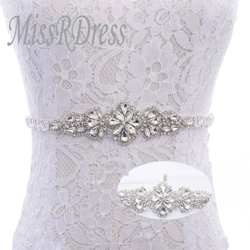 MissRDress свадебный пояс с хрустальным цветком серебряными стразами для платья