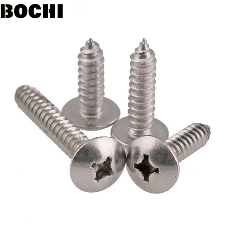 GB T 50pcs M3 M4 M5 304 stainless steel large flat head self tapping screw round