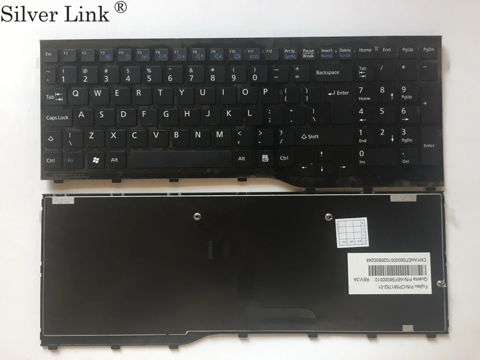 US English Keyboard for fujitsu Lifebook AH552 CP581751-01 CP611954-01 with black frame laptop keyboard US layout