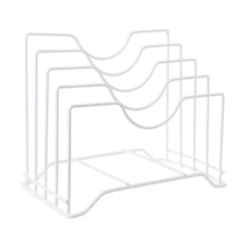 

Iron Place Pot Lid Shelf Holder Storage Tool For Kitchen Organizer Goods Pan Cover Rack Stand Spoon Kitchen Accessory White