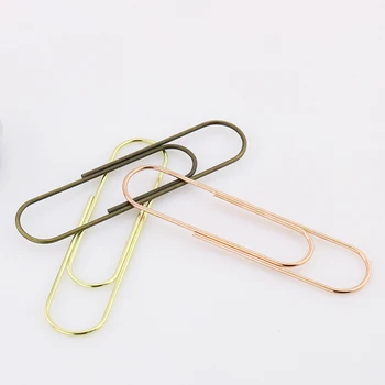 

10pcs/pack 100m Super Large Rose Gold Bronze Paper Clip Bookmark Metal Office Accessories paper Clips Patchwork Clip