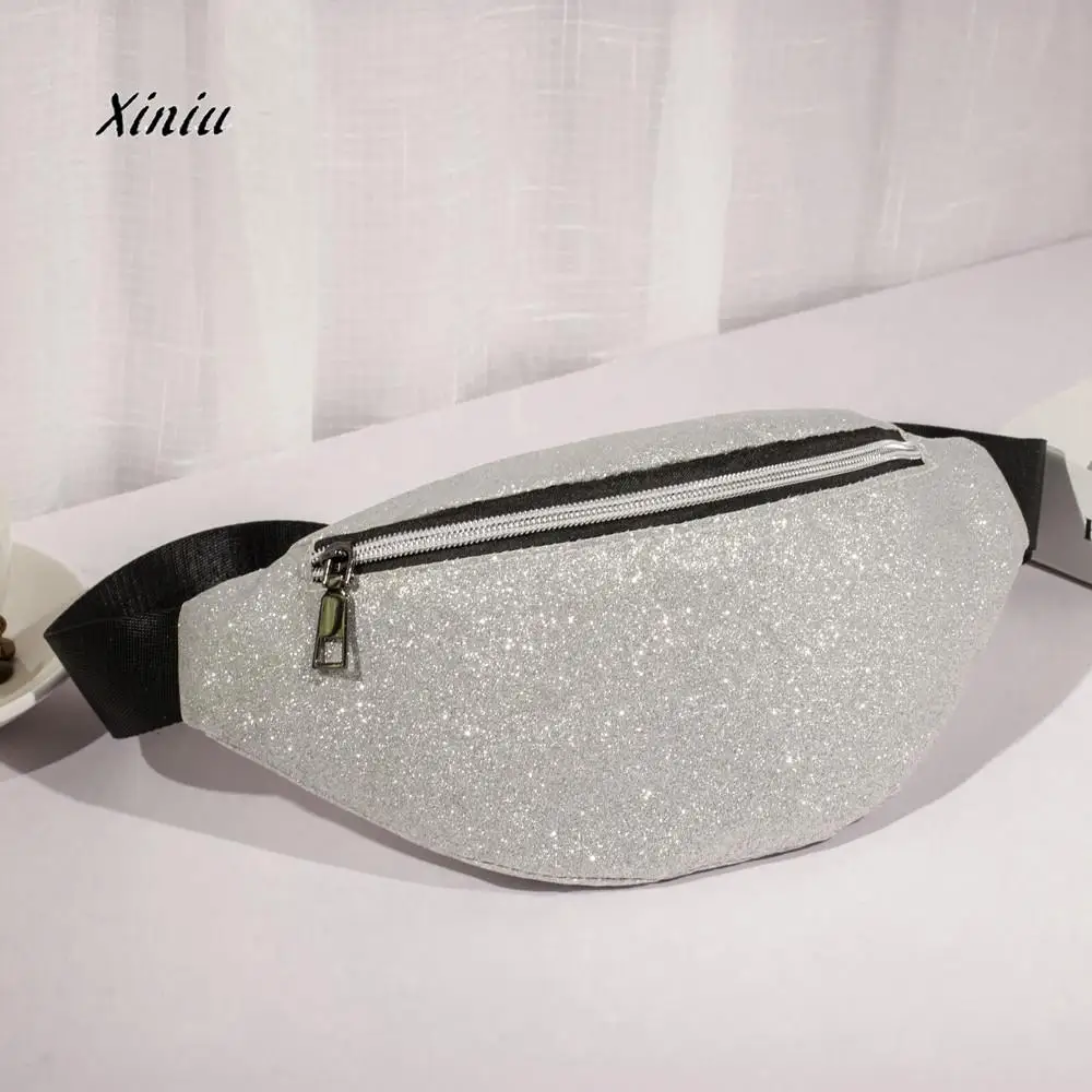 

Fashion Chest Bag Waist Pack Women Bling Sequins Shoulder Bags Large Capacity Zipper Messenger Bag Phone Money Handbags
