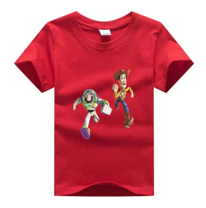 red childreT-shirt Новая детская футболка классическая история игрушек мультфильма, персонаж Базз Лайтер/древесный 3d футболка для девочек/мальчиков Harajuku Повседневная футболка NN - Цвет: red childreT-shirt