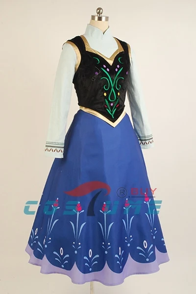 Принцесса Анна Женская взрослая рубашка голубое длинное платье аниме вечерние карнавальный костюм на Хэллоуин