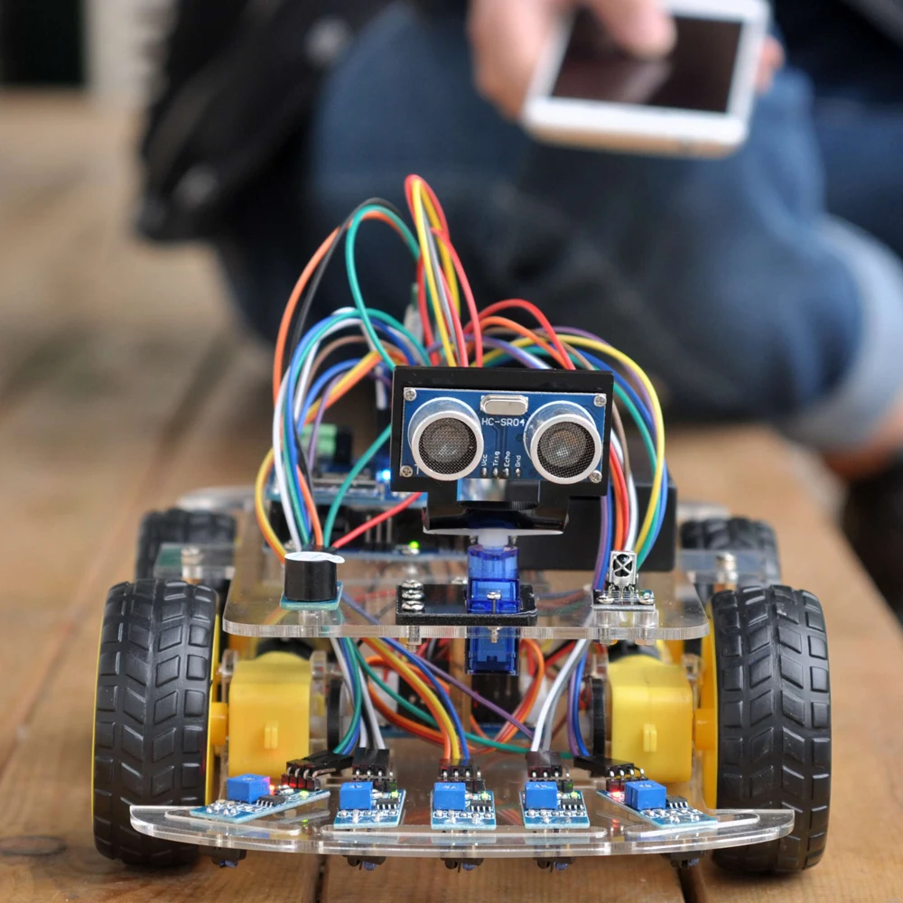 smartphone controlled arduino 4wd robot car